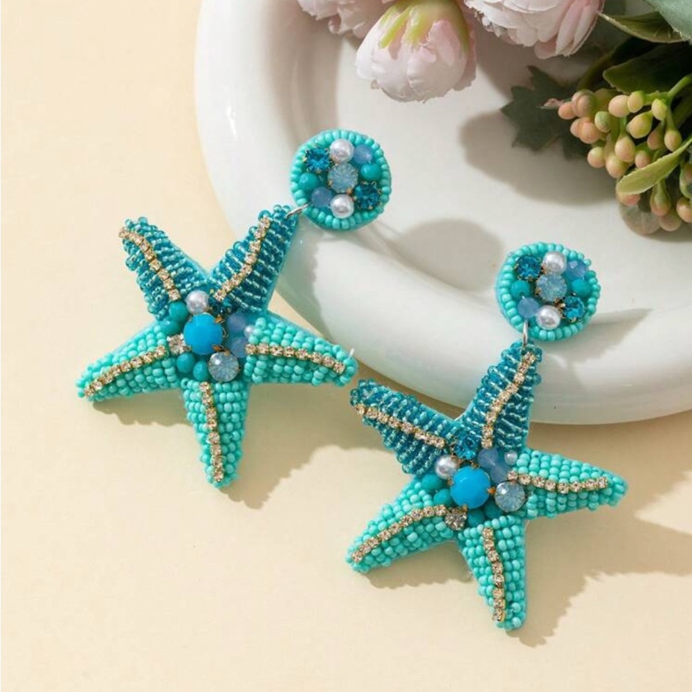 Oceanic Starfish Beaded Earrings